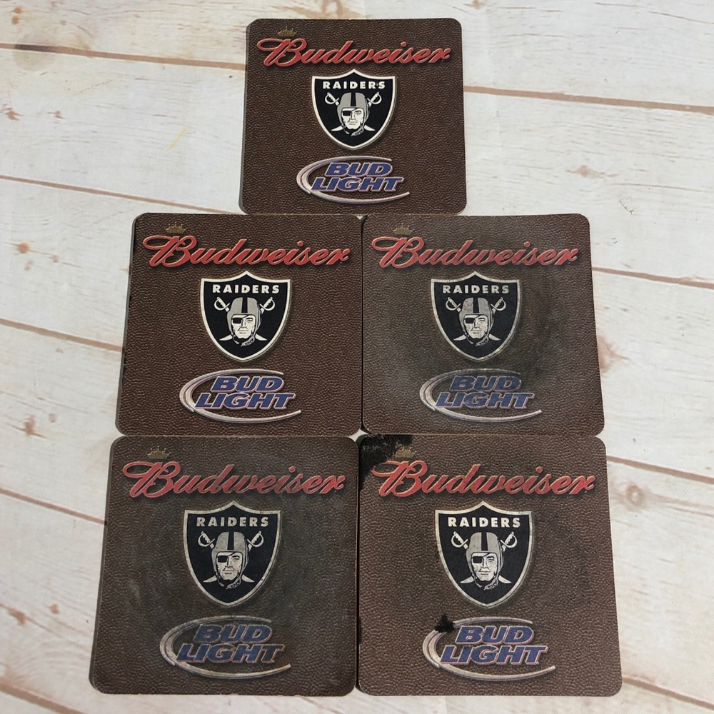 2003 Oakland Raiders Football Schedule Beer Bar Coaster Budweiser Bud Light